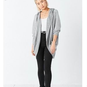UO Silence + Noise Circle Open Front Grey Cardigan